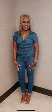 Load image into Gallery viewer, LACED UP DENIM JUMPSUIT
