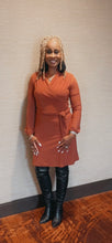 Load image into Gallery viewer, DARK COGNAC IT’S A WRAP DRESS
