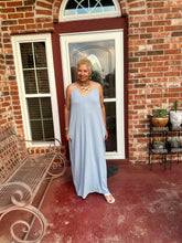 Load image into Gallery viewer, CURVY ASH BLUE CAMI MAXI DRESS
