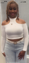 Load image into Gallery viewer, WHITE COLD SHOULDER TOP
