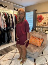 Load image into Gallery viewer, BURGUNDY FLOWY SHIRT SET
