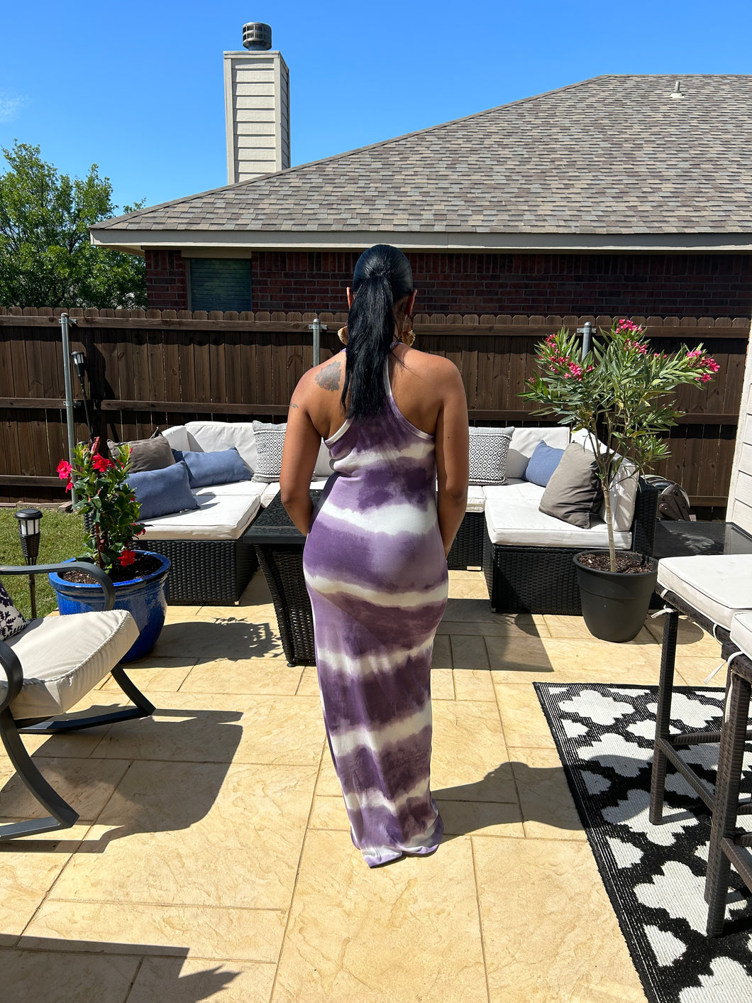 GRAPE STRIPE MAXI DRESS