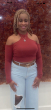 Load image into Gallery viewer, BURGUNDY COLD SHOULDER TOP

