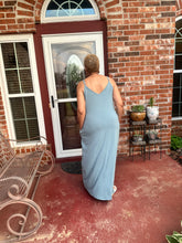 Load image into Gallery viewer, CURVY BLUE GREY CAMI MAXI DRESS

