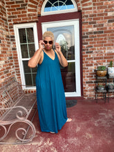 Load image into Gallery viewer, CURVY TEAL CAMI MAXI DRESS
