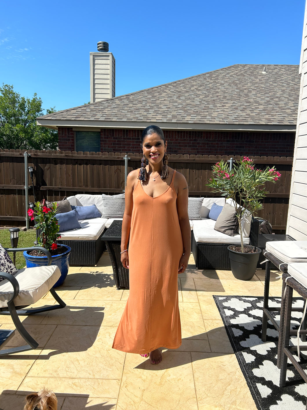 BUTTER ORANGE CAMI MIDI DRESS