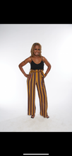 Load image into Gallery viewer, BLK/MUSTARD LET’S KICK IT JUMPSUIT
