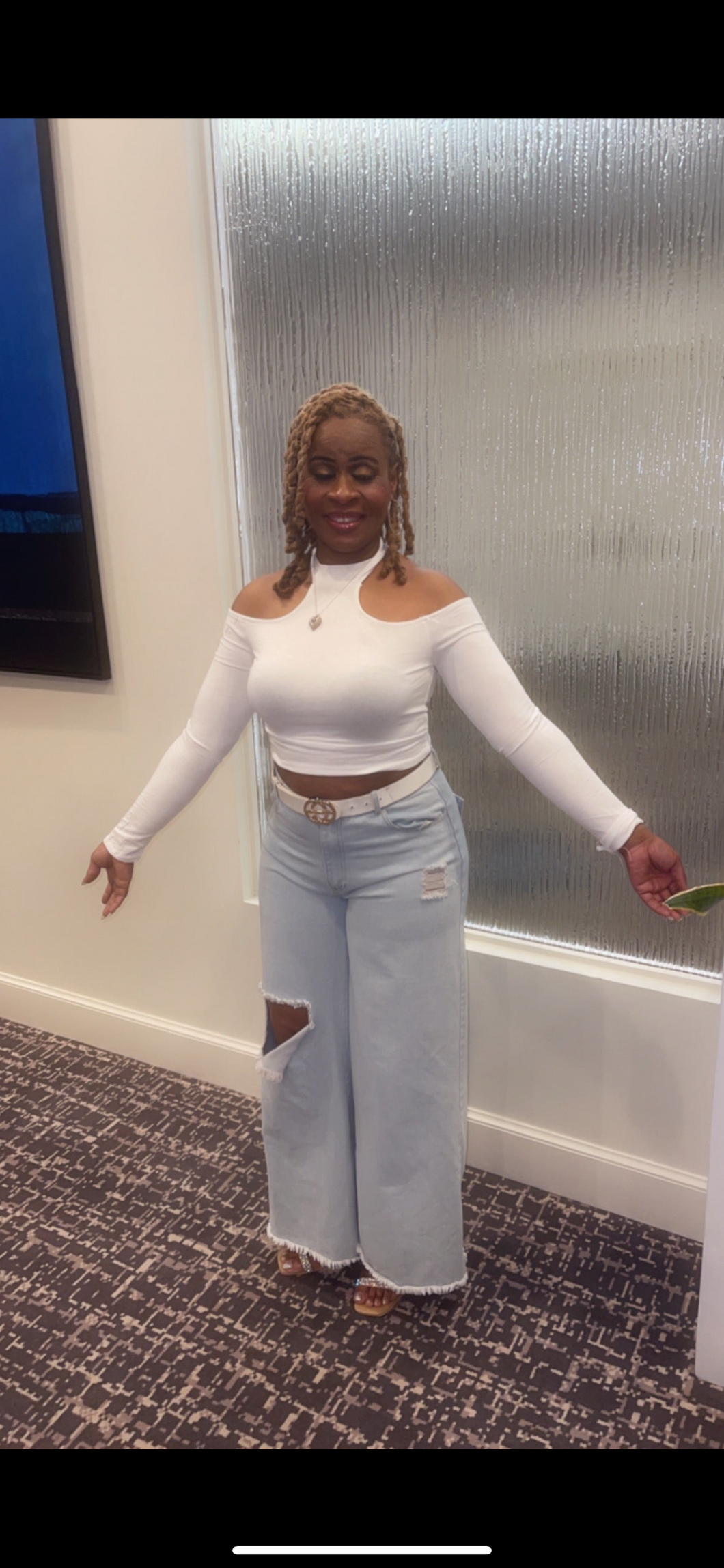 WHITE COLD SHOULDER TOP