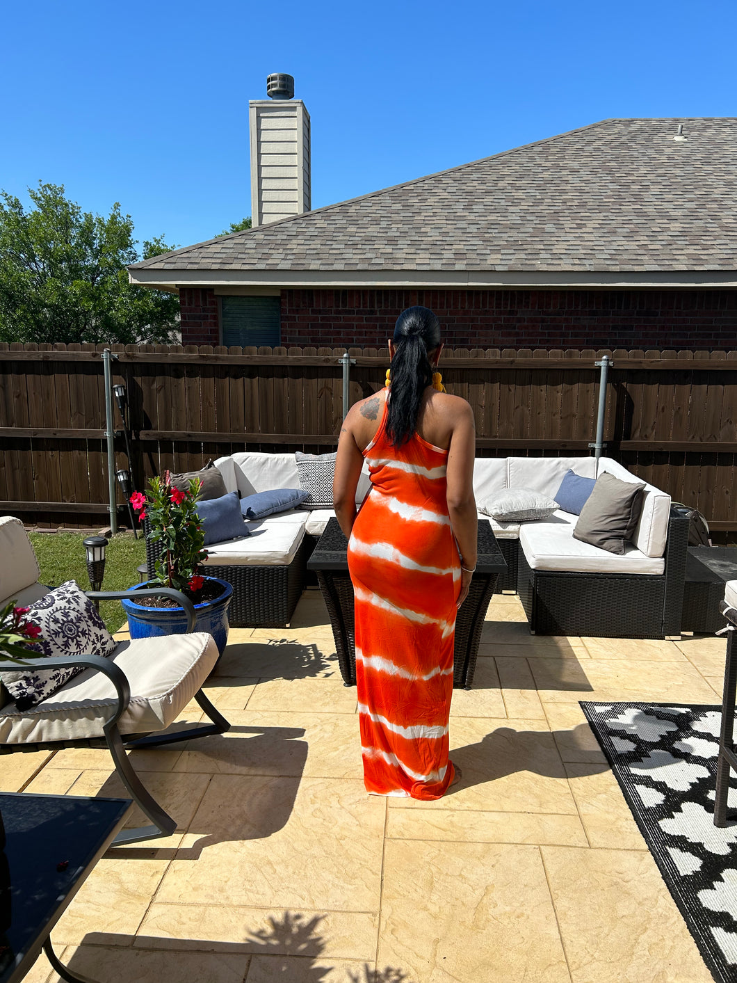 ORANGE STRIPE MAXI DRESS