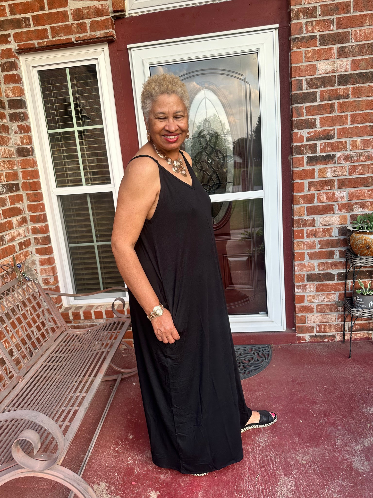 black cami maxi dress (Plus) Cami Maxi Dress with Pockets