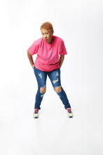 Load image into Gallery viewer, CURVY DARK BLUE CUT UP HIGH WAIST JEAN
