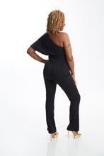 Load image into Gallery viewer, BLACK SIDE FLARE JUMPSUIT
