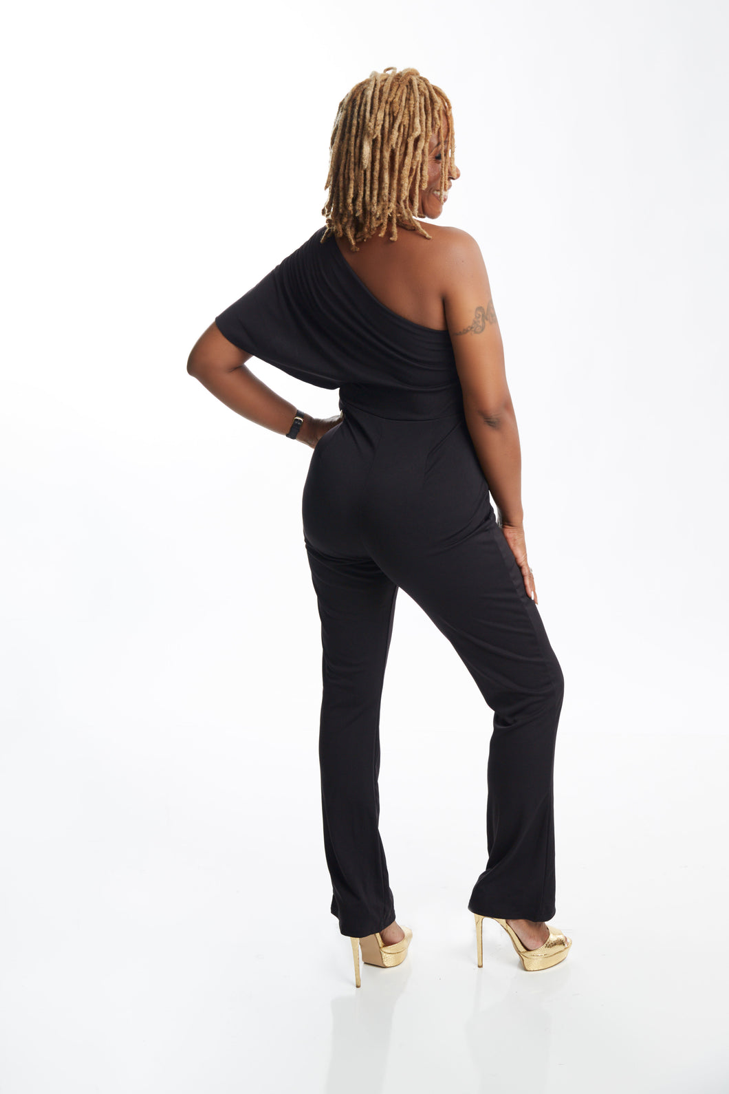 BLACK SIDE FLARE JUMPSUIT