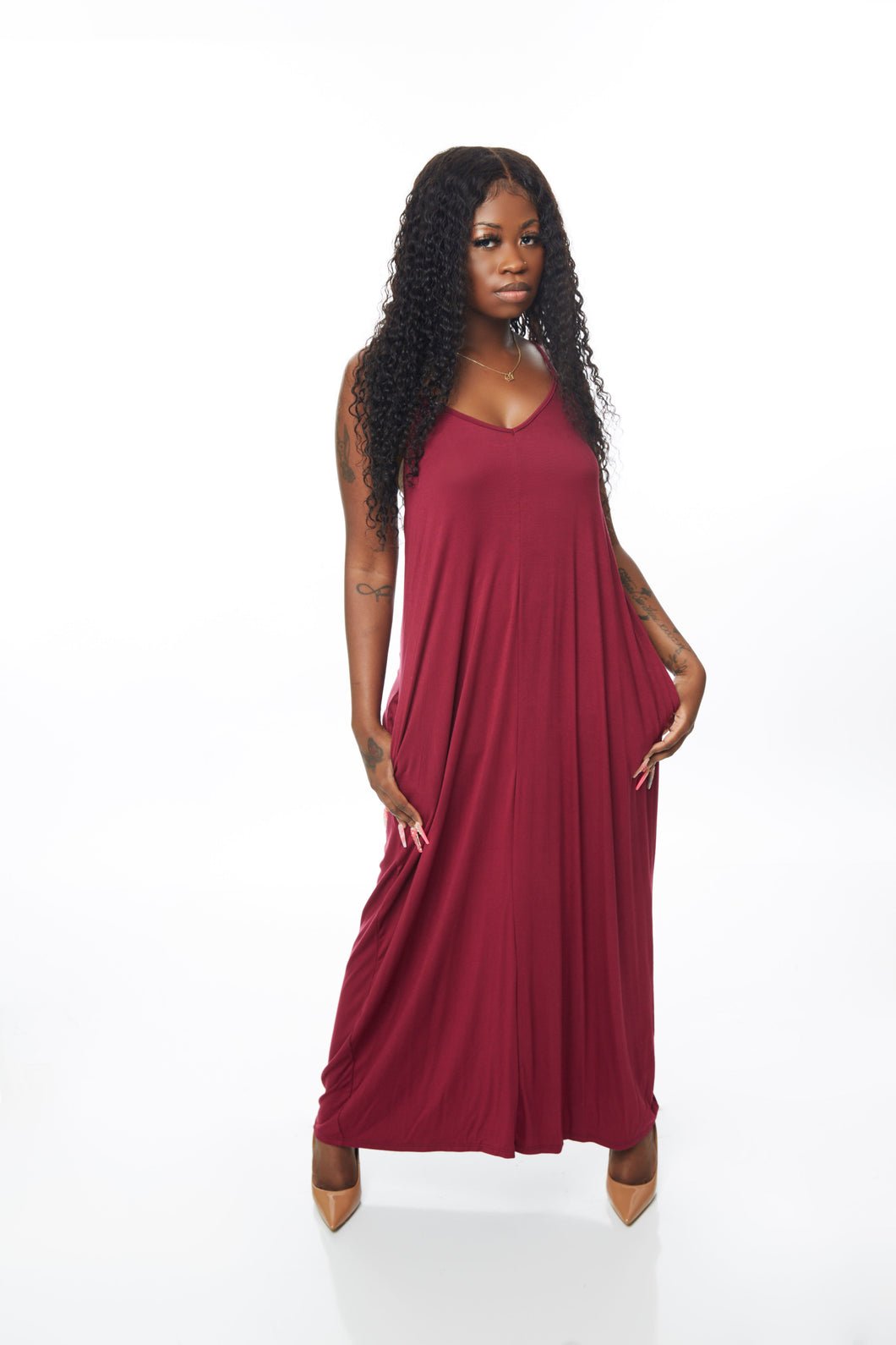 BURGUNDY CAMISOLE MAXI