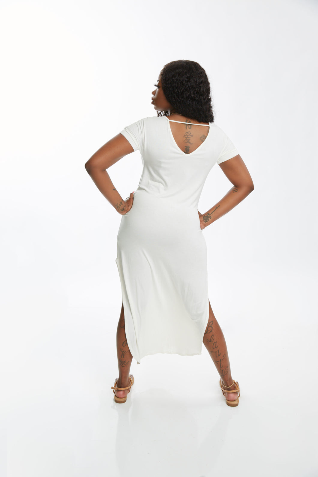 OFF WHITE SIDE SLIT MAXI