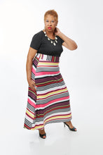 Load image into Gallery viewer, CURVY SHORT SLEEVE BOHEMIAN STRIPE MAXI DRESS
