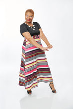 Load image into Gallery viewer, CURVY SHORT SLEEVE BOHEMIAN STRIPE MAXI DRESS
