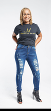 Load image into Gallery viewer, CURVY DARK BLUE BROKEN PENCIL JEAN

