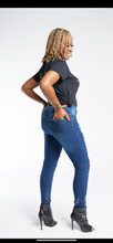 Load image into Gallery viewer, CURVY DARK BLUE BROKEN PENCIL JEAN
