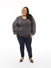 Load image into Gallery viewer, CURVY CHARCOAL V NECK TOP
