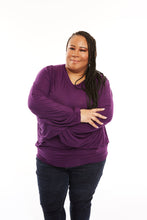 Load image into Gallery viewer, CURVY PURPLE V NECK TOP
