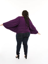 Load image into Gallery viewer, CURVY PURPLE V NECK TOP
