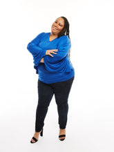 Load image into Gallery viewer, CURVY ROYAL BLUE V NECK TOP
