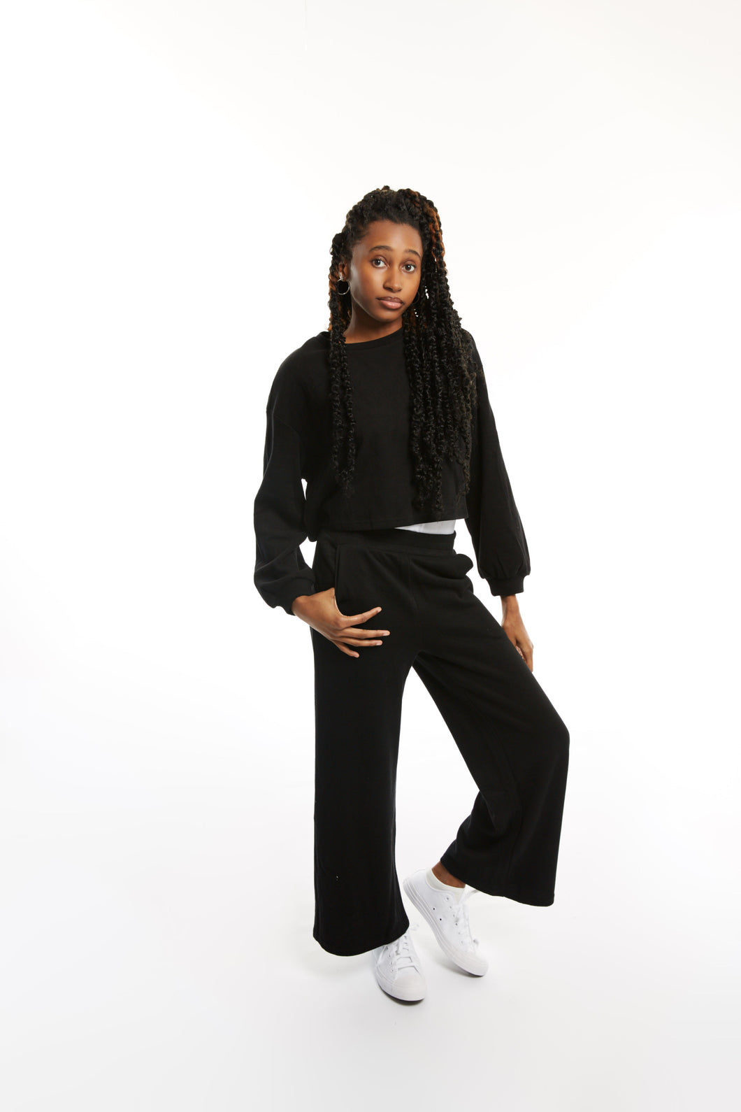 BLACK  KNIT LOUNGE SET