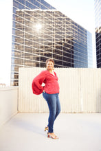 Load image into Gallery viewer, CURVY WINE BELL SLEEVE TOP
