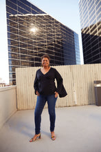 Load image into Gallery viewer, CURVY BLACK BELL SLEEVE TOP
