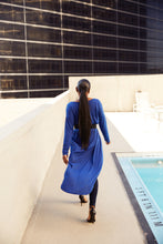 Load image into Gallery viewer, BLUE LONG SLEEVE LOOSE FIT HIGH LOW w/SLIT
