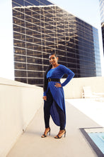 Load image into Gallery viewer, BLUE LONG SLEEVE LOOSE FIT HIGH LOW w/SLIT
