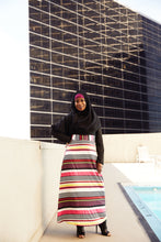 Load image into Gallery viewer, CURVY BOHEMIAN STRIPE LONG SLEEVE MAXI DRESS
